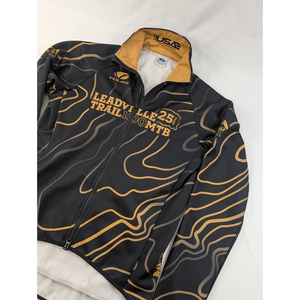 VOLER Cycling Jersey Size Small Black Gold Full Zip Long Sleeve Leadville Thick
